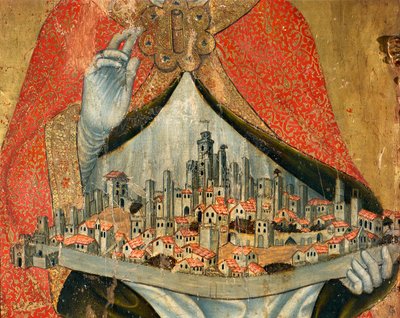 View of the town of San Gimignano, with houses and monuments (detail) by Taddeo di Bartolo