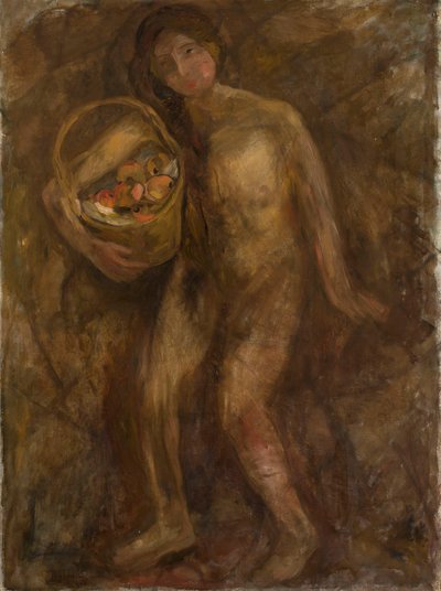 Nude Girl with a Basket of Apples by Tadeusz Makowski