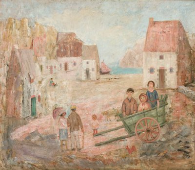 Townscape with Children in a Cart by Tadeusz Makowski