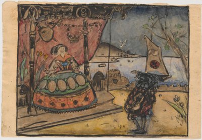 Serenade - Sketch for Woodcut by Tadeusz Makowski