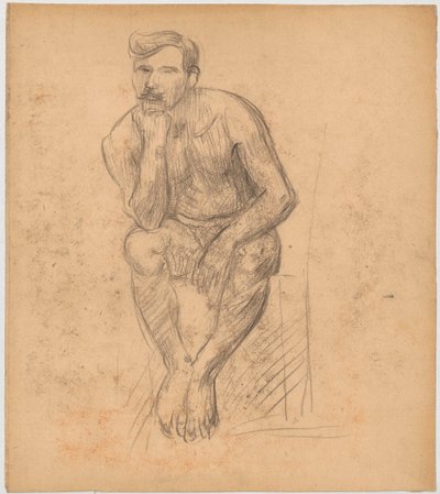 Study of a Seated Male Nude by Tadeusz Makowski