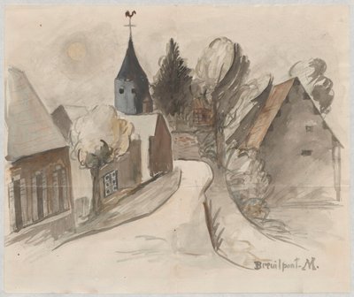View of a Village with a Tower by Tadeusz Makowski