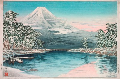 Mt. Fuji Seen from Tagonoura, Snowy Landscape by Takahashi Hiroaki