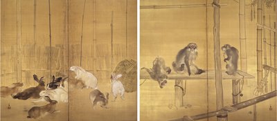 Monkeys and Rabbits by Takeuchi Seiho