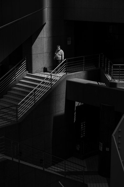 Solitary Man on Stairs by Takumi Hiura