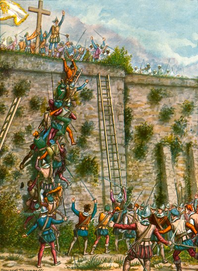 Assault by the Portuguese on the Walls of Aden by Tancredi Scarpelli