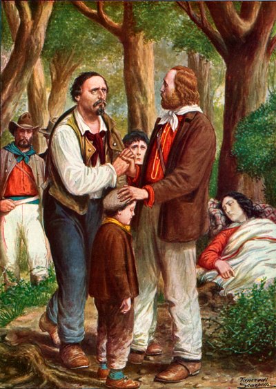 In the pine woods of Ravenna, Garibaldi places his dying wife Anita under the trees by Tancredi Scarpelli