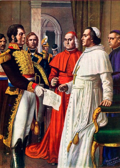 Napoleon Serving Notice of Imprisonment on Pope Pius VII by Tancredi Scarpelli
