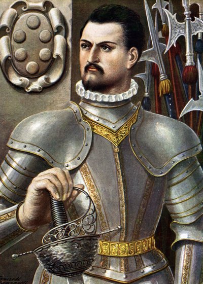 Portrait of Jean de Medicis known as Jean des Bands Noires (Giovanni dalle Bande Nere) (1498-1526) Italian condottiere (Illustration by Tancredi Scarpelli from Storia d