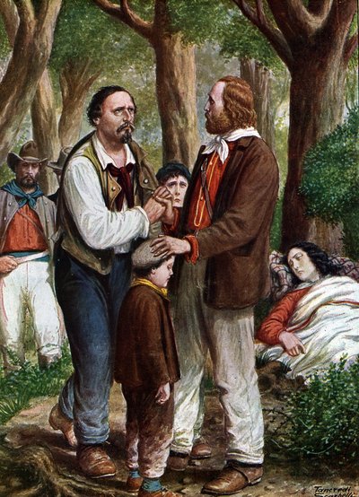 Italian Patriot Giuseppe Garibaldi Leaving Angelo Brunetti Called Ciceruacchio as Anita Dying, August 1849 by Tancredi Scarpelli