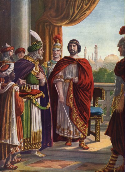 Roman Antiquity: Emperor Julian the Apostate (Julian the Philosopher or Julian II) victorious by the Persian King Shapur II in 363 AD (Illustration by Tancredi Scarpelli) by Tancredi Scarpelli