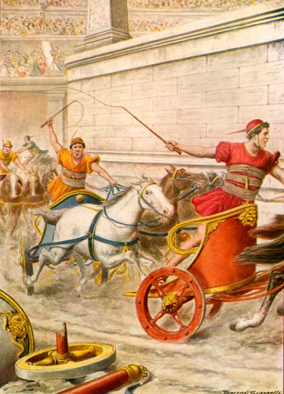 Roman Chariot Race by Tancredi Scarpelli