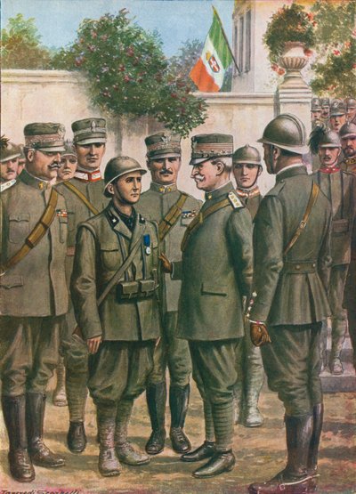 The King Awarding Medals for Acts of Valour at the Front by Tancredi Scarpelli