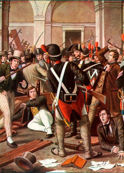 The Revolt of the Students of Turin University, 1821 by Tancredi Scarpelli