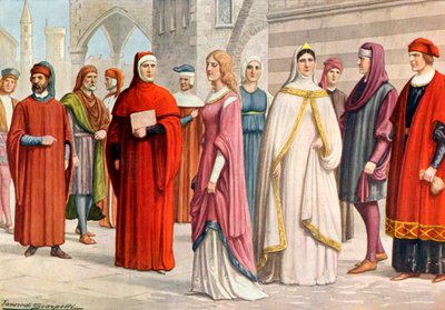 Tuscan costumes of the 13th century by Tancredi Scarpelli