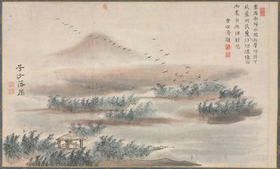 One of Eight Views of Xiao and Xiang Rivers by Tani Buncho