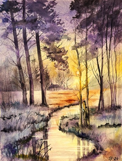 Golden Forest Stream by Tanya Lundmark