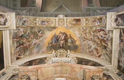 Christ in Glory with Saint Gaudentius and in the arch Zechariah, Moses and King David by Tanzio da Varallo