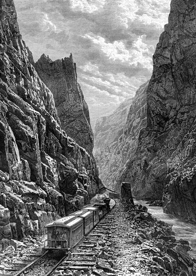 A train passing through the Rocky Mountains, USA by Taylor