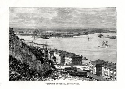 Confluence of the Oka and the Volga, Russia, 1879 by Taylor