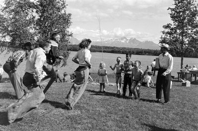 Games During Picnic Next to Matanuska River in Palmer, Alaska by Ted Spiegel
