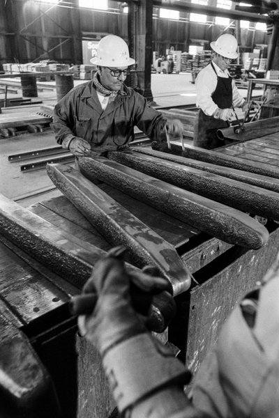 Ingots of newly minted copper at Phelps Dodge Smelter Douglas Arizona, smelting copper by Ted Spiegel