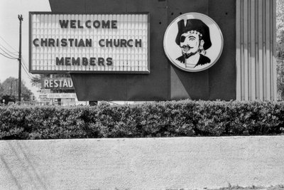 Ironic Sign Welcoming Christians with a Pirate Face, Virginia by Ted Spiegel