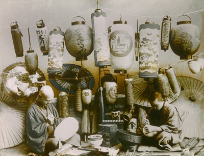 Portrait of Japanese Lantern and Parasol Maker, circa 1900 - 1915 by Teijiro Takagi