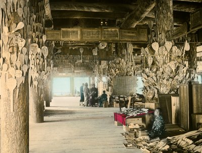 Rice Spoon Vendor in the Thousand Tatami Pavilion, Miyajima, circa 1900 - 1915 by Teijiro Takagi