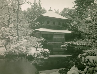 View of Ginkaku-ji Under the Snow in Kyoto, circa 1900 - 1915 by Teijiro Takagi