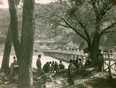 View of Togetsukyo Bridge Over the Katsura River in Arashiyama, circa 1900 - 1915 by Teijiro Takagi