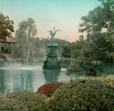 View of the Crane Fountain in Hibiya Park, Tokyo, circa 1900 - 1915 by Teijiro Takagi