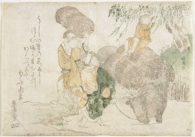 Wood Sellers and a Child on a Cow by Teisai Hokuba