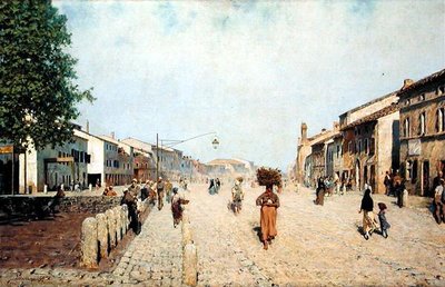 A Street of Ravenna in the Suburb of Porta Adriana by Telemaco Signorini