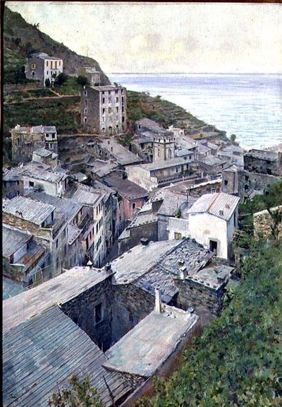 Rooftops at Riomaggiore by Telemaco Signorini