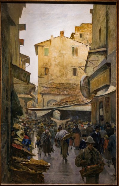 The Old Market from Degli Speziali Street by Telemaco Signorini