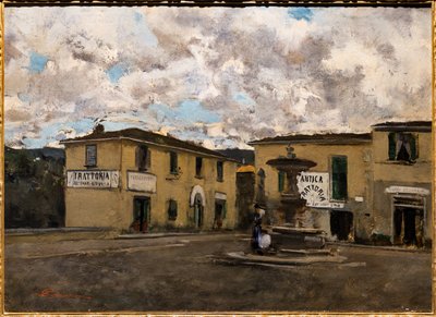 The Small Square in Settignano on a Rainy Day, c.1861 by Telemaco Signorini