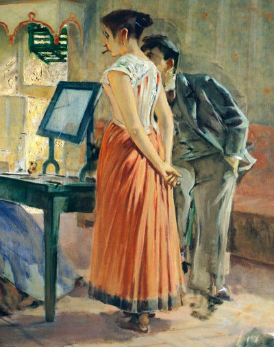 The Morning Toilet: Prostitutes of a Brothel in Florence Preparing for Sunrise by Telemaco Signorini