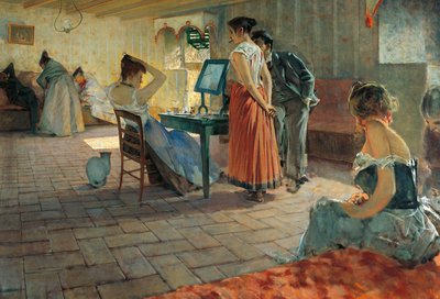 The Morning Toilet - Prostitutes of a Brothel in Florence Preparing for Sunrise by Telemaco Signorini