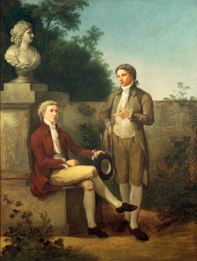 Portrait of Two Young Men in Garden by Teodoro Matteini