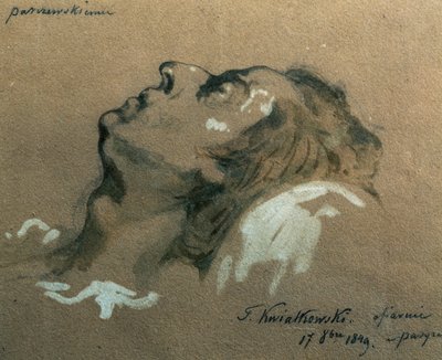 The Polish composer and pianist Frederic Chopin on his deathbed, sketch by Teofil Kwiatkowski by Teofil Kwiatkowski