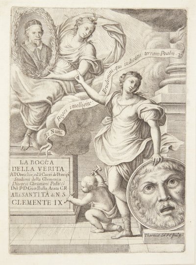 La Bocca della Verita (Title Vignette with Portrait of Pope Clement IX) by Teresa del Pò