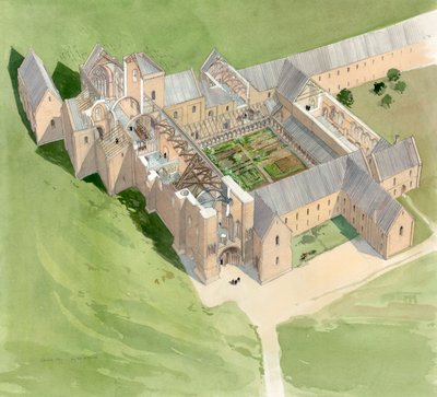 Aerial view of Lilleshall Abbey by Terry Ball