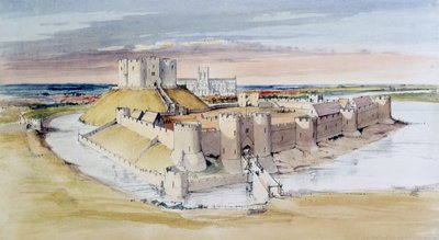 Illustration of York Castle, North Yorkshire, as it might have been in the late 13th century, 1985 by Terry Ball