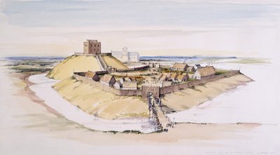 York Castle as it might have looked soon after construction, with the Minster beyond, 1985 by Terry Ball