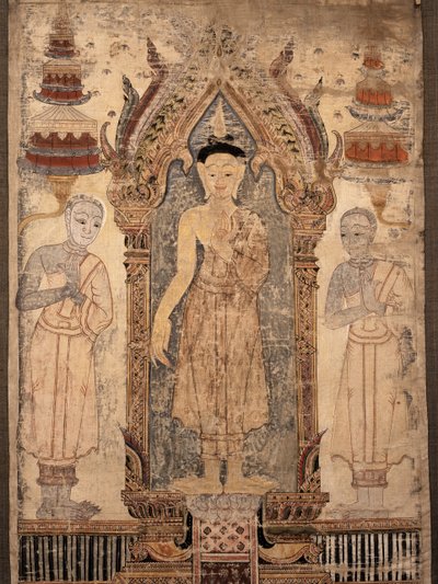 Banner Depicting Buddha with Disciples, Early 19th Century by Thai School