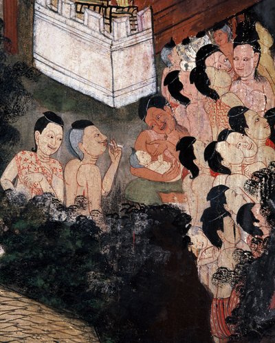 Crowd Watching Theatrical Performances at a Funeral by Thai School