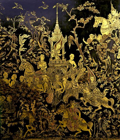 Detail of a screen, showing an episode of the legend Inao by Thai School