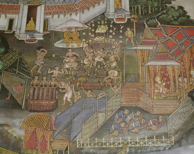Detail of the Town of Phitsanulok, Wat Bowonniwet Vihara, Bangkok by Thai School