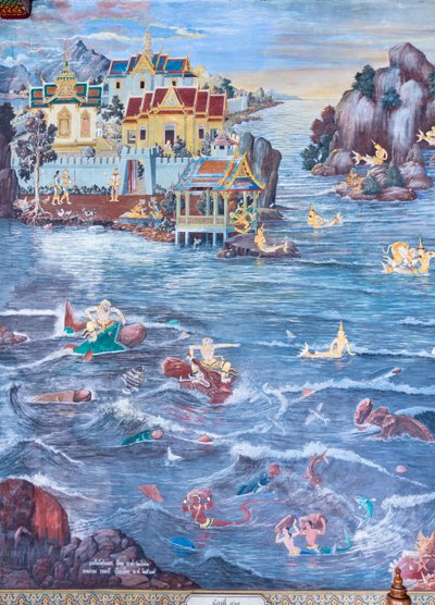 Mural Depicting Scenes from the Ramayana at Wat Phra Kaeo, the Royal Grand Palace, Bangkok, Thailand by Thai School